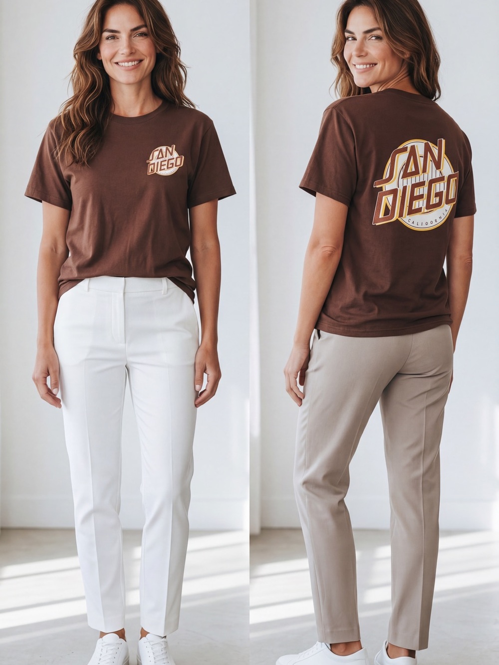 4/$20 San Diego Graphic T-Shirt Medium Brown Heavyweight Cotton Baseball Logo